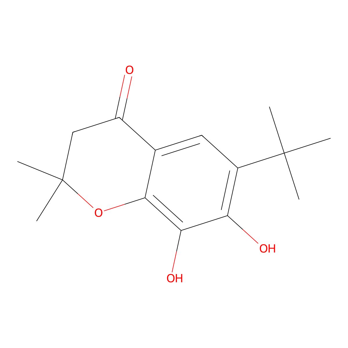 6-(tert-butyl)-7,8-dihydroxy-2,2-dimethyl-2,3-dihydro-4H-chromen-4-one molecular structure, CAS 121884-26-2