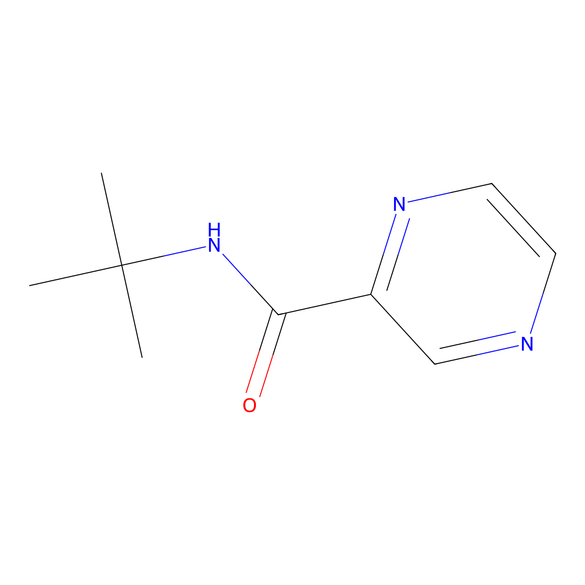 N-tert-butylpyrazine-2-carboxamide molecular structure, CAS 121885-10-7
