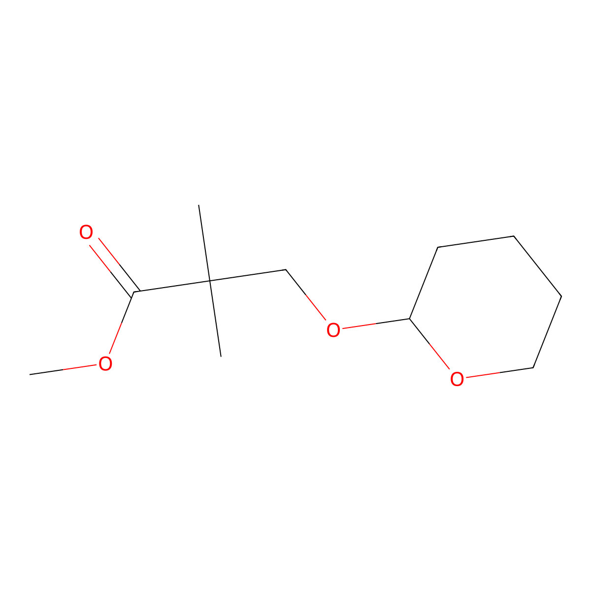 methyl 2,2-dimethyl-3-(tetrahydro-2H-pyran-2-yloxy)propanoate molecular structure, CAS 1218915-52-6