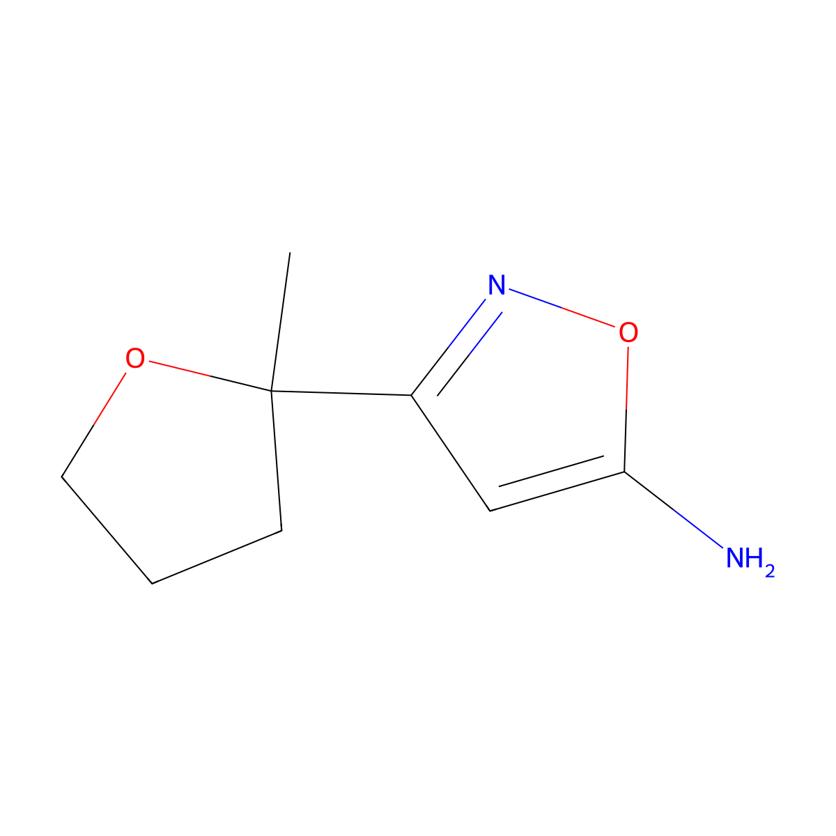3-(2-Methyloxolan-2-yl)-1,2-oxazol-5-amine molecular structure, CAS 1218915-67-3
