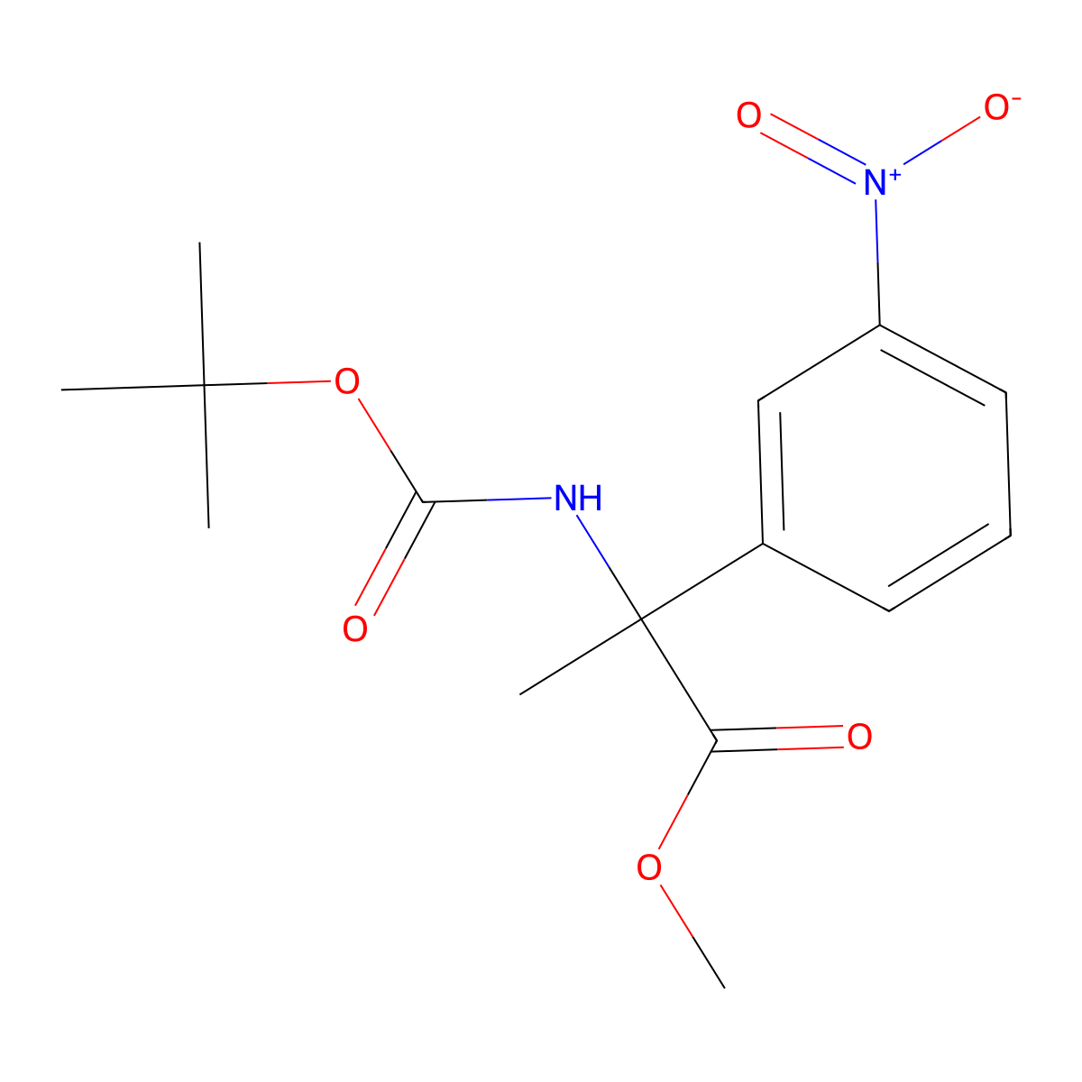 Methyl 2-{[(tert-butoxy)carbonyl]amino}-2-(3-nitrophenyl)propanoate molecular structure, CAS 1218932-51-4