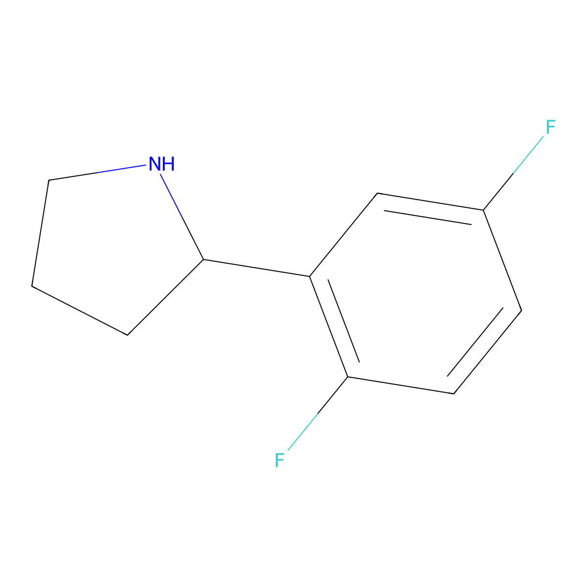 2-(2,5-Difluorophenyl)pyrrolidine, (R)- molecular structure, CAS 1218935-59-1