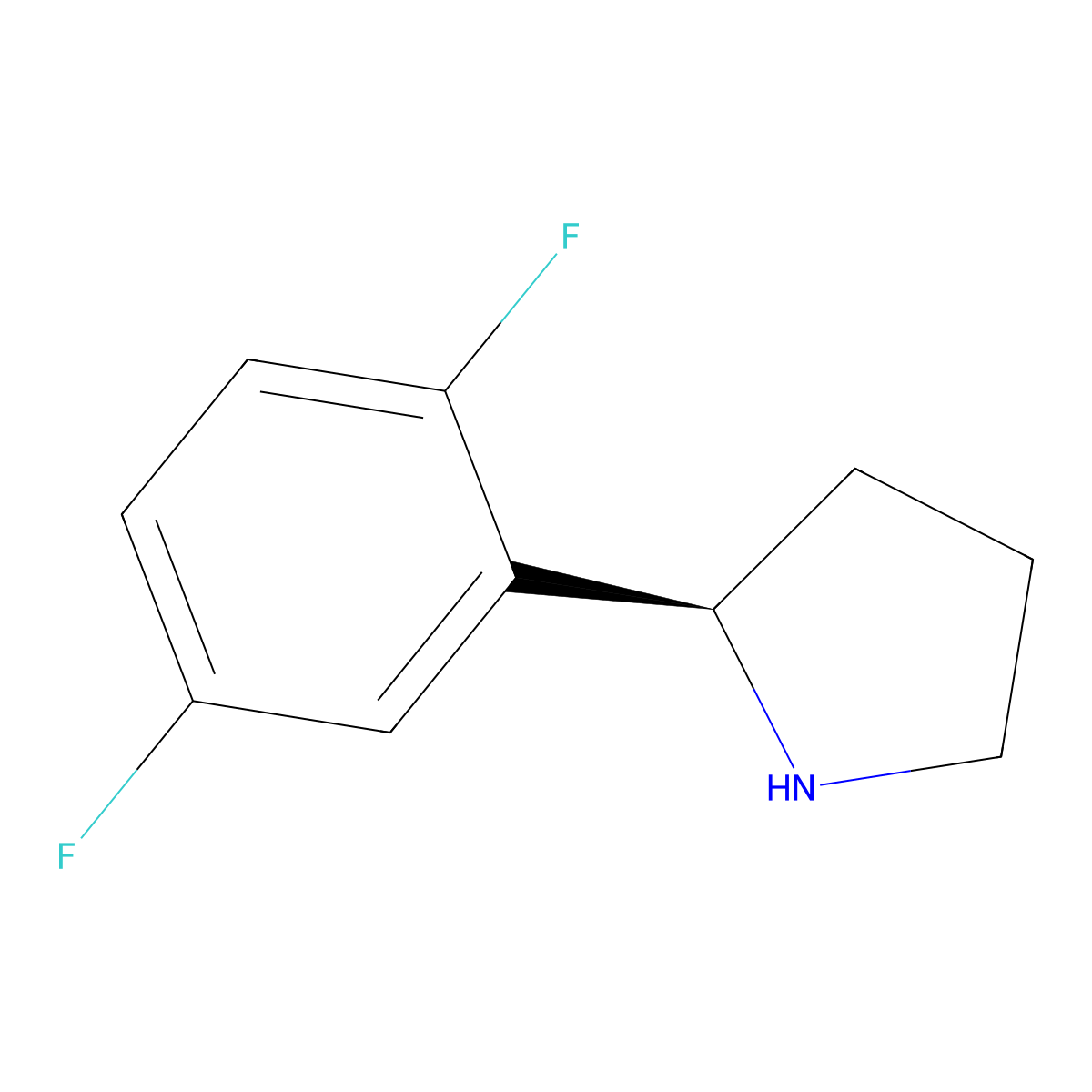 2-(2,5-Difluorophenyl)pyrrolidine, (R)- molecular structure, CAS 1218935-59-1