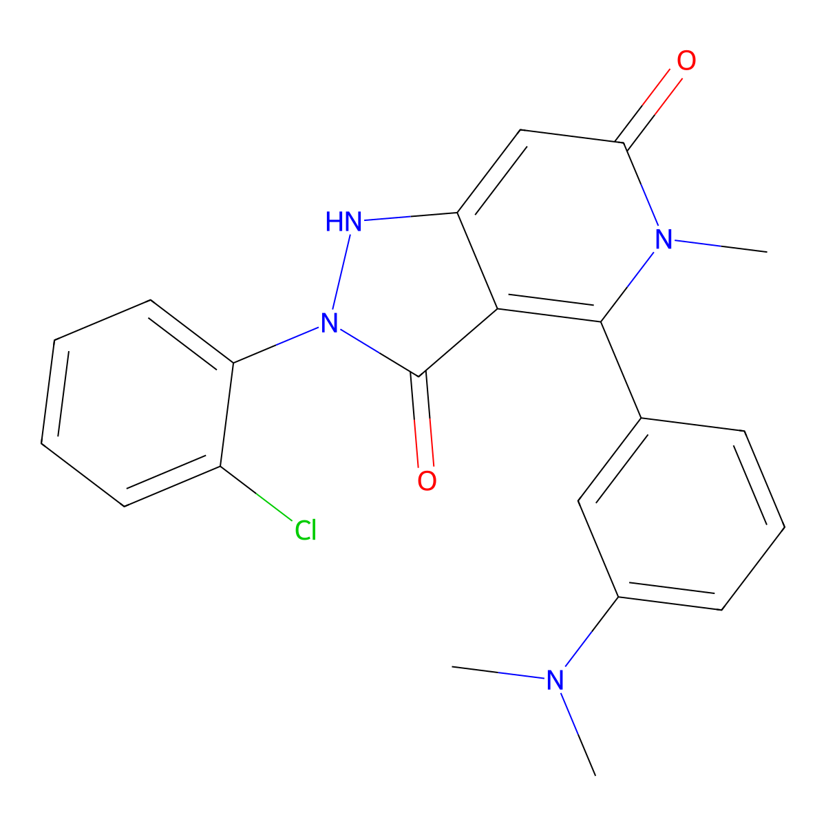 2-(2-chlorophenyl)-4-(3-(dimethylamino)phenyl)-5-methyl-1H-pyrazolo(4,3-C)pyridine-3,6(2H,5H)-dione molecular structure, CAS 1218942-37-0