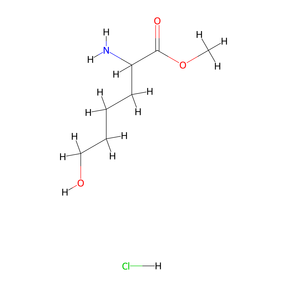 6-Hydroxy-DL-norleucine Methyl Ester Hydrochloride molecular structure, CAS 121895-18-9