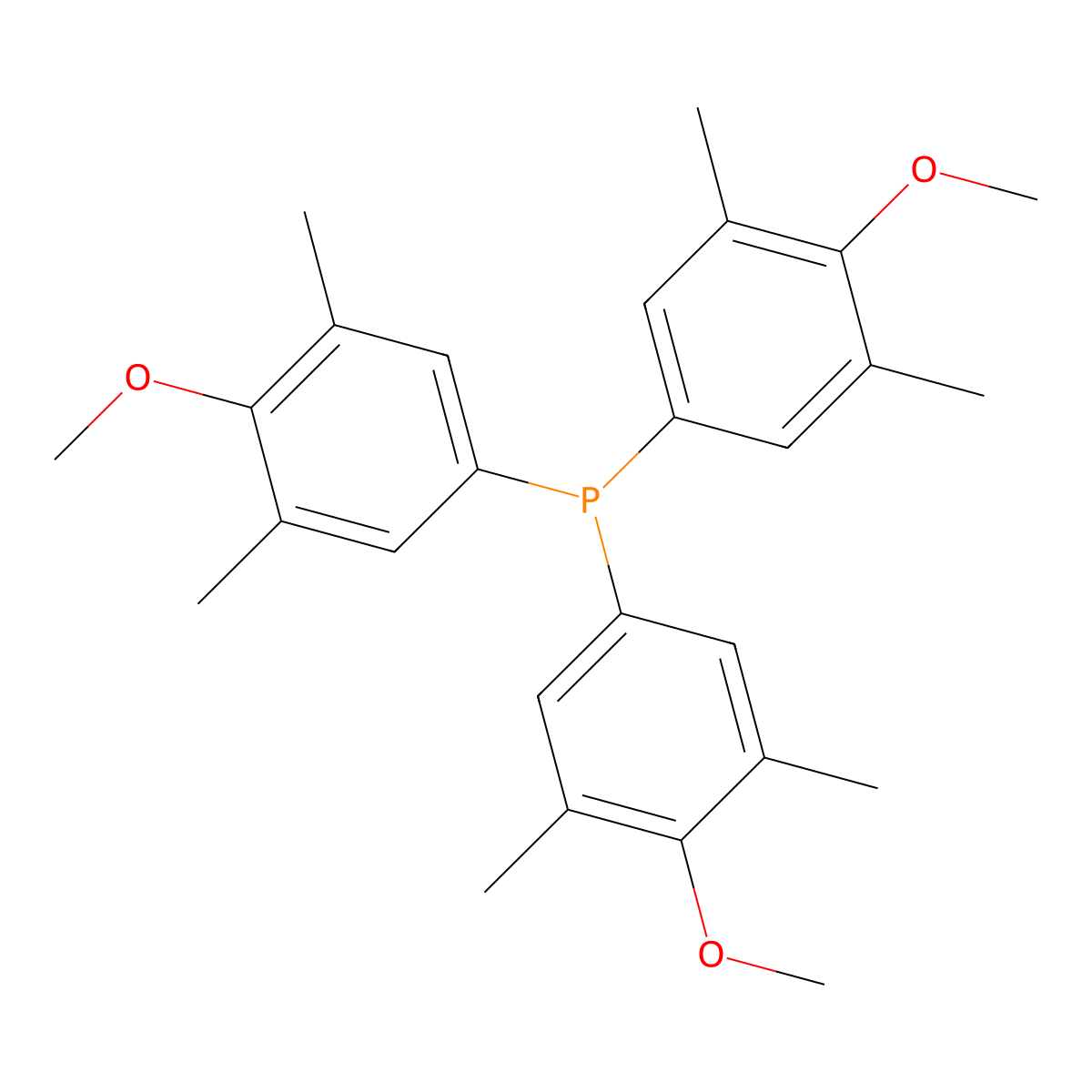 Tris(4-methoxy-3,5-dimethylphenyl)phosphine molecular structure, CAS 121898-64-4
