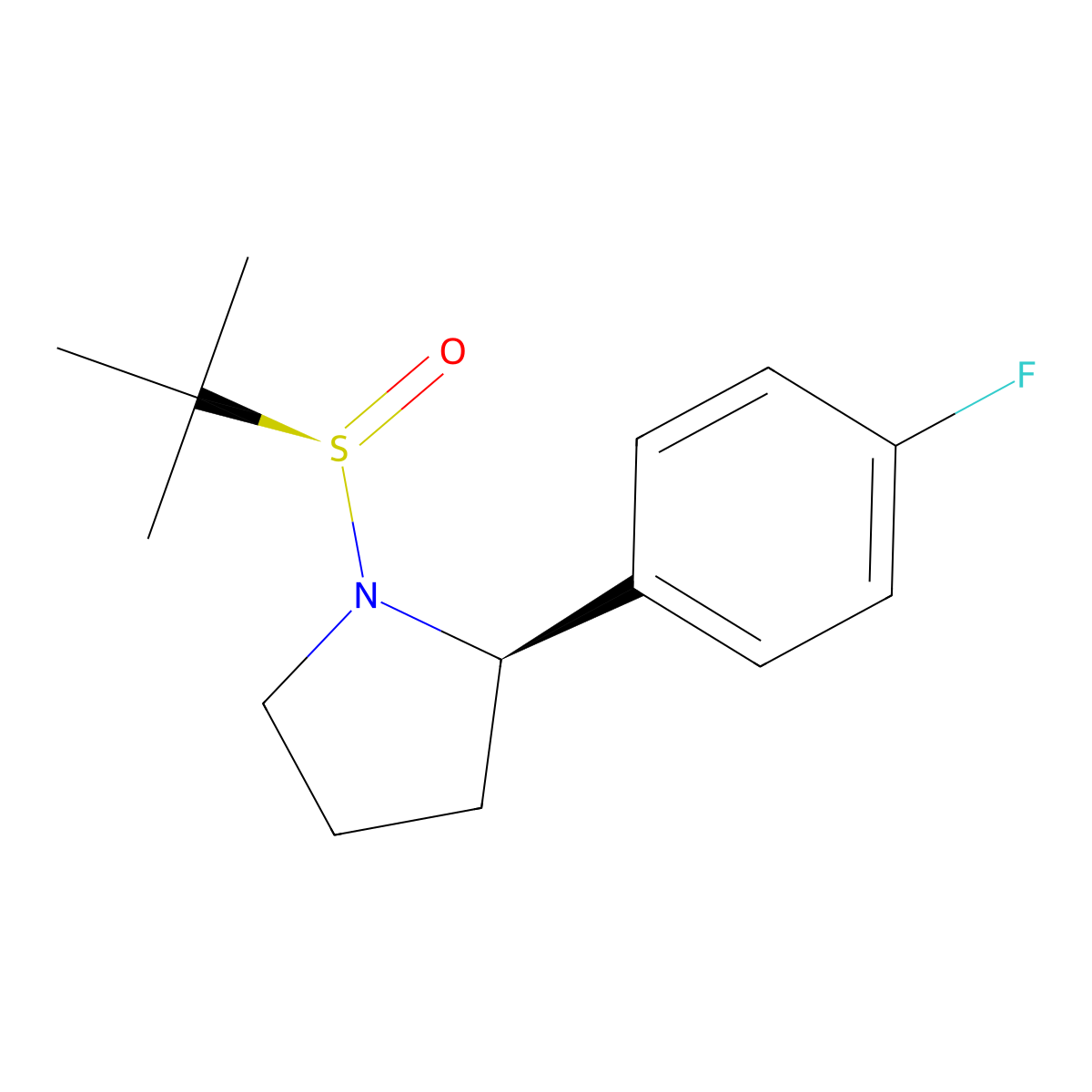 (R)-1-((R)-tert-butylsulfinyl)-2-(4-fluorophenyl)pyrrolidine molecular structure, CAS 1218989-47-9