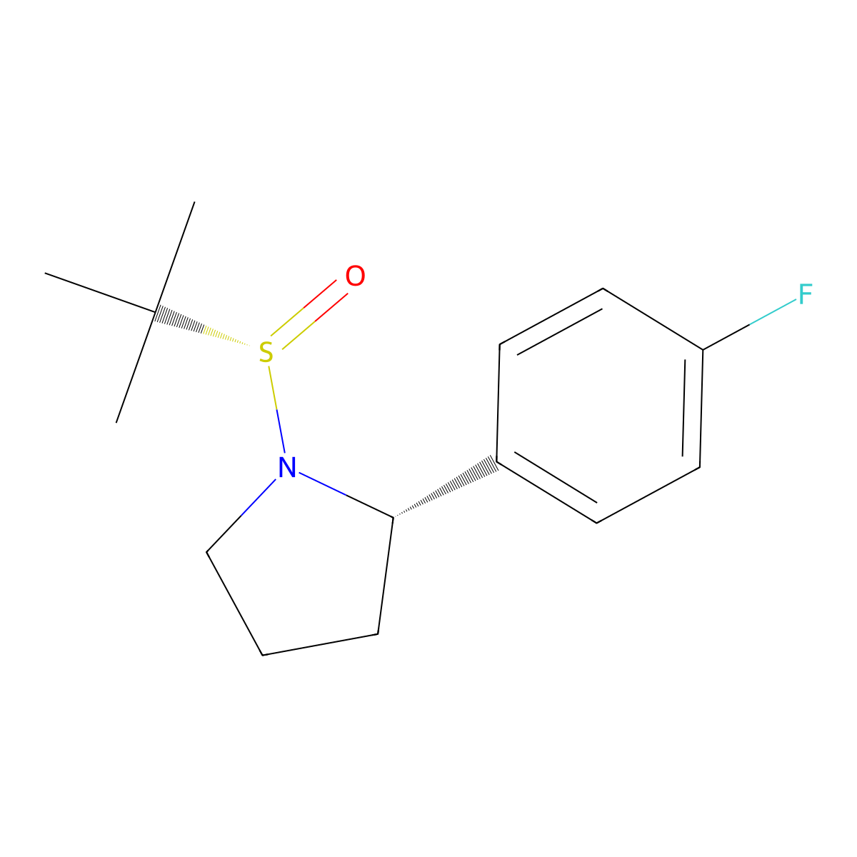 (S)-1-((S)-tert-butylsulfinyl)-2-(4-fluorophenyl)pyrrolidine molecular structure, CAS 1218989-54-8