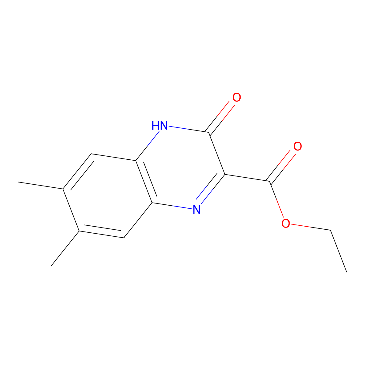 Ethyl 6,7-dimethyl-3-oxo-3,4-dihydroquinoxaline-2-carboxylate molecular structure, CAS 1219-05-2