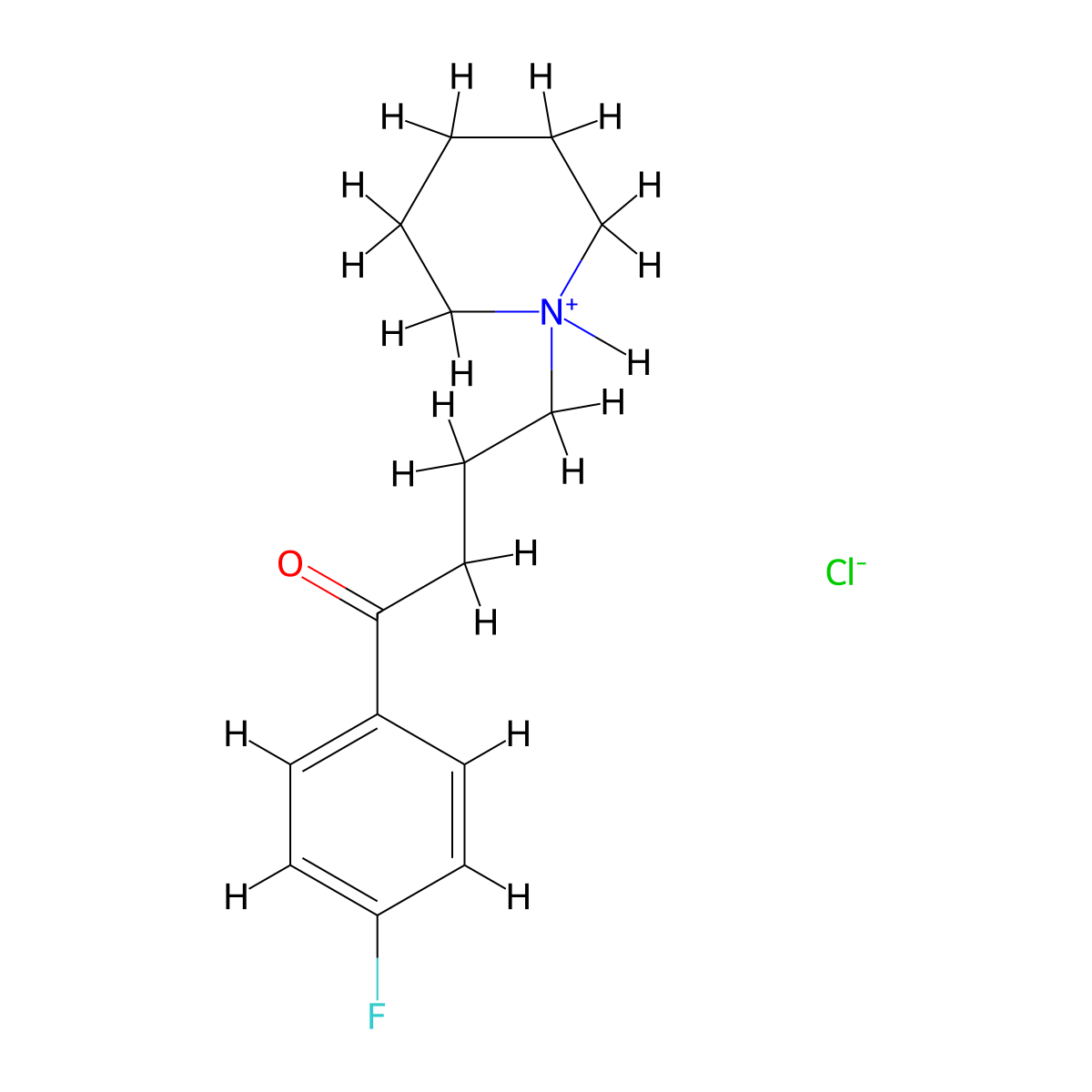 1-Butanone, 1-(4-fluorophenyl)-4-(1-piperidinyl)-, hydrochloride (1:1) molecular structure, CAS 1219-36-9