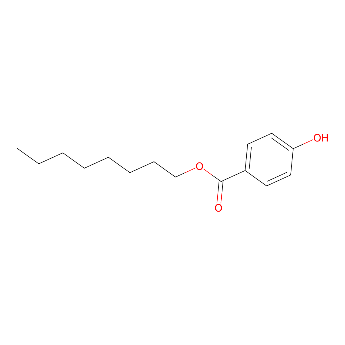 Octylparaben molecular structure, CAS 1219-38-1