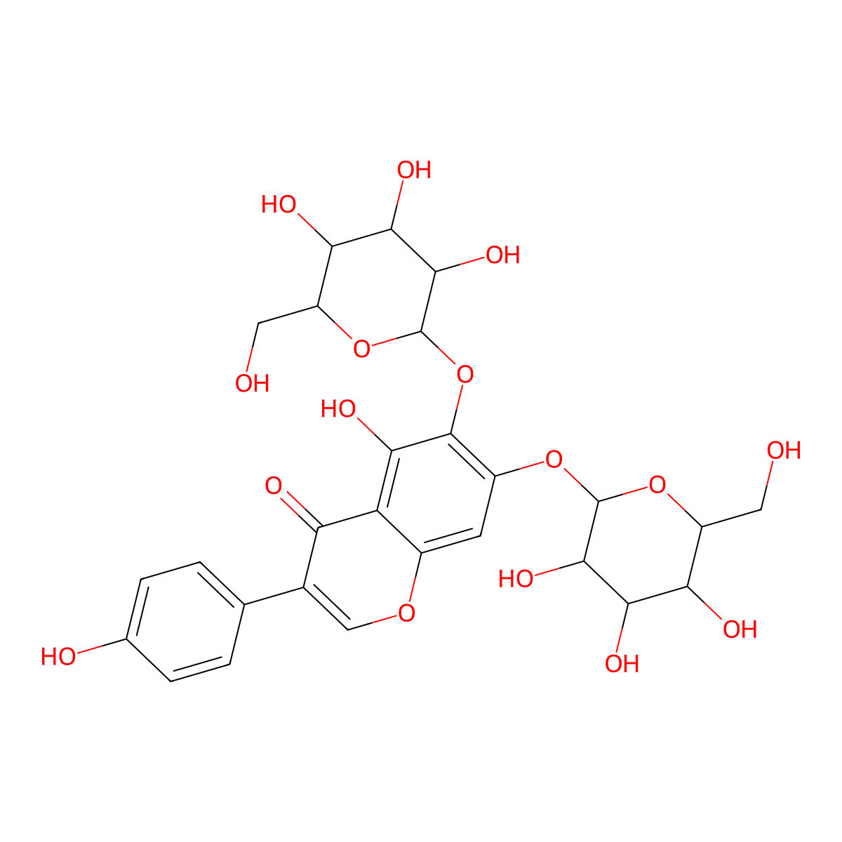 5,6,7,40-Tetrahydroxyisoflavone-6,7-di-o-b-D-glucopyranoside molecular structure, CAS 1219001-04-3