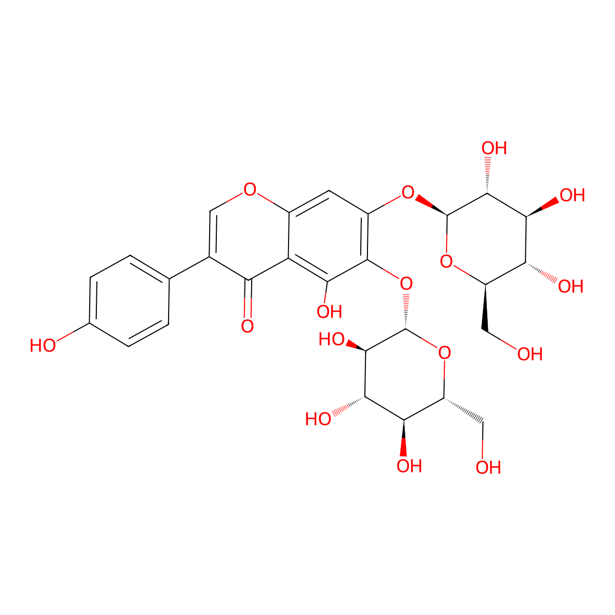 5,6,7,40-Tetrahydroxyisoflavone-6,7-di-o-b-D-glucopyranoside molecular structure, CAS 1219001-04-3
