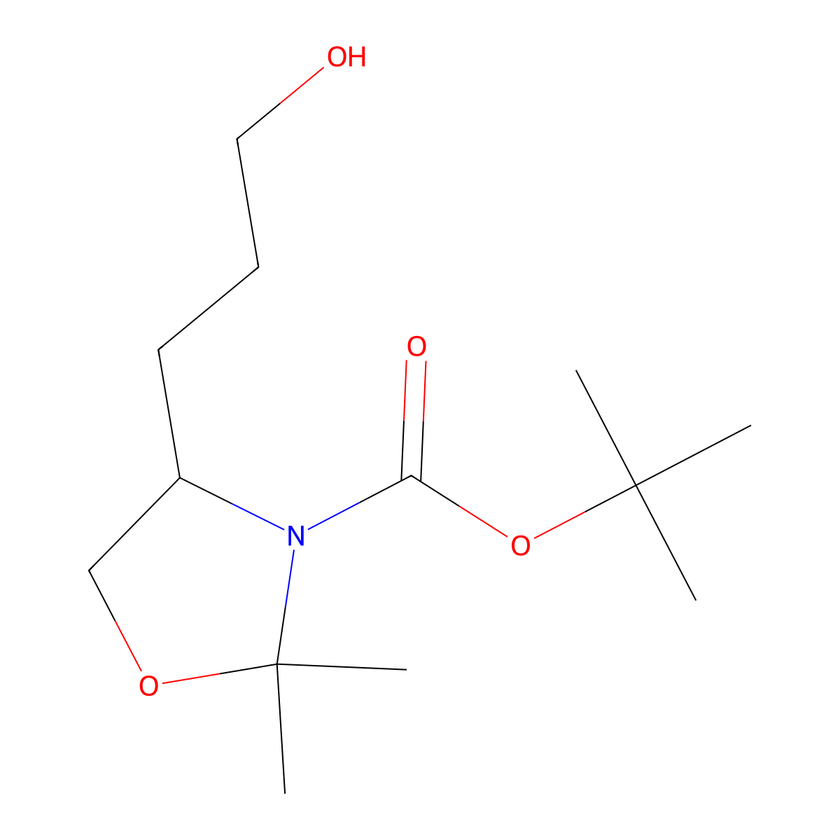 tert-butyl (4R)-4-(3-hydroxypropyl)-2,2-dimethyl-1,3-oxazolidine-3-carboxylate molecular structure, CAS 1219002-13-7