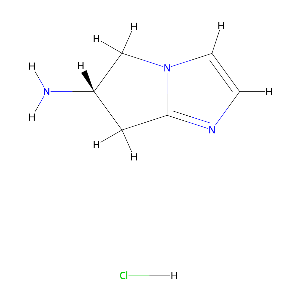 (6S)-6,7-Dihydro-5H-Pyrrolo[1,2-a]imidazol-6-amine Hydrochloride molecular structure, CAS 1219019-28-9