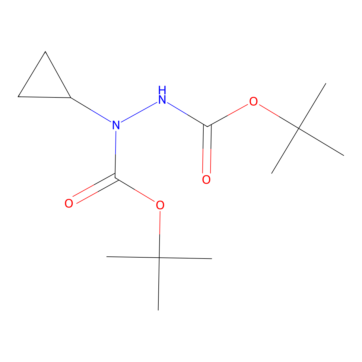 Di-tert-butyl 1-cyclopropylhydrazine-1,2-dicarboxylate molecular structure, CAS 1219020-59-3