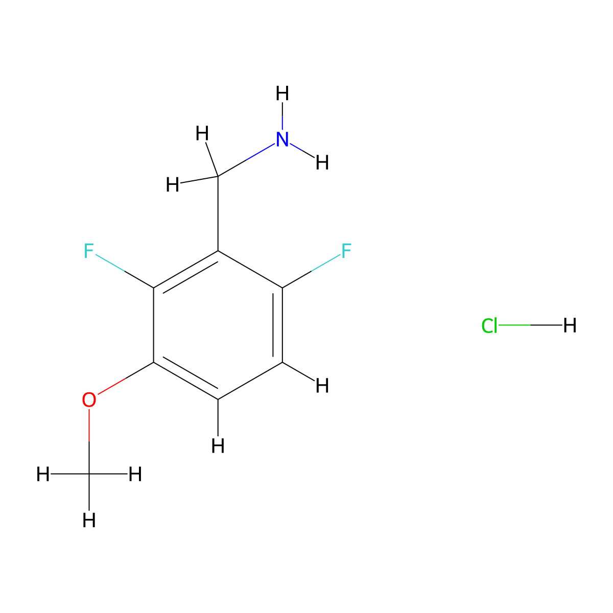 1-(2,6-Difluoro-3-methoxyphenyl)methanamine hydrochloride molecular structure, CAS 1219020-65-1