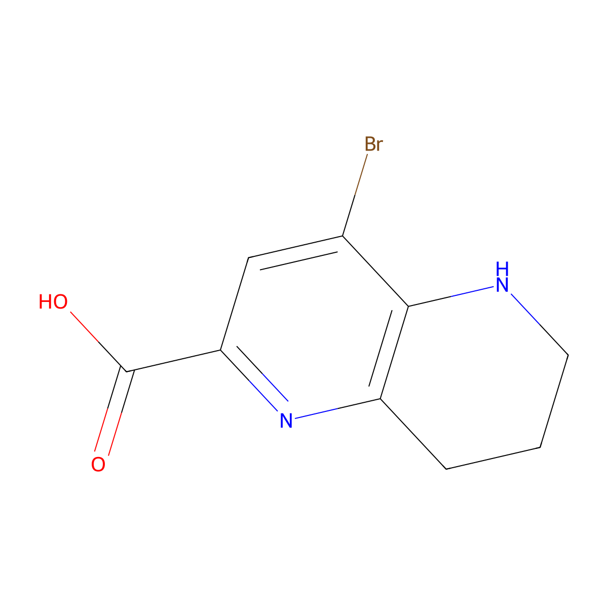 4-Bromo-5,6,7,8-tetrahydro-[1,5]naphthyridine-2-carboxylic acid molecular structure, CAS 1219022-87-3