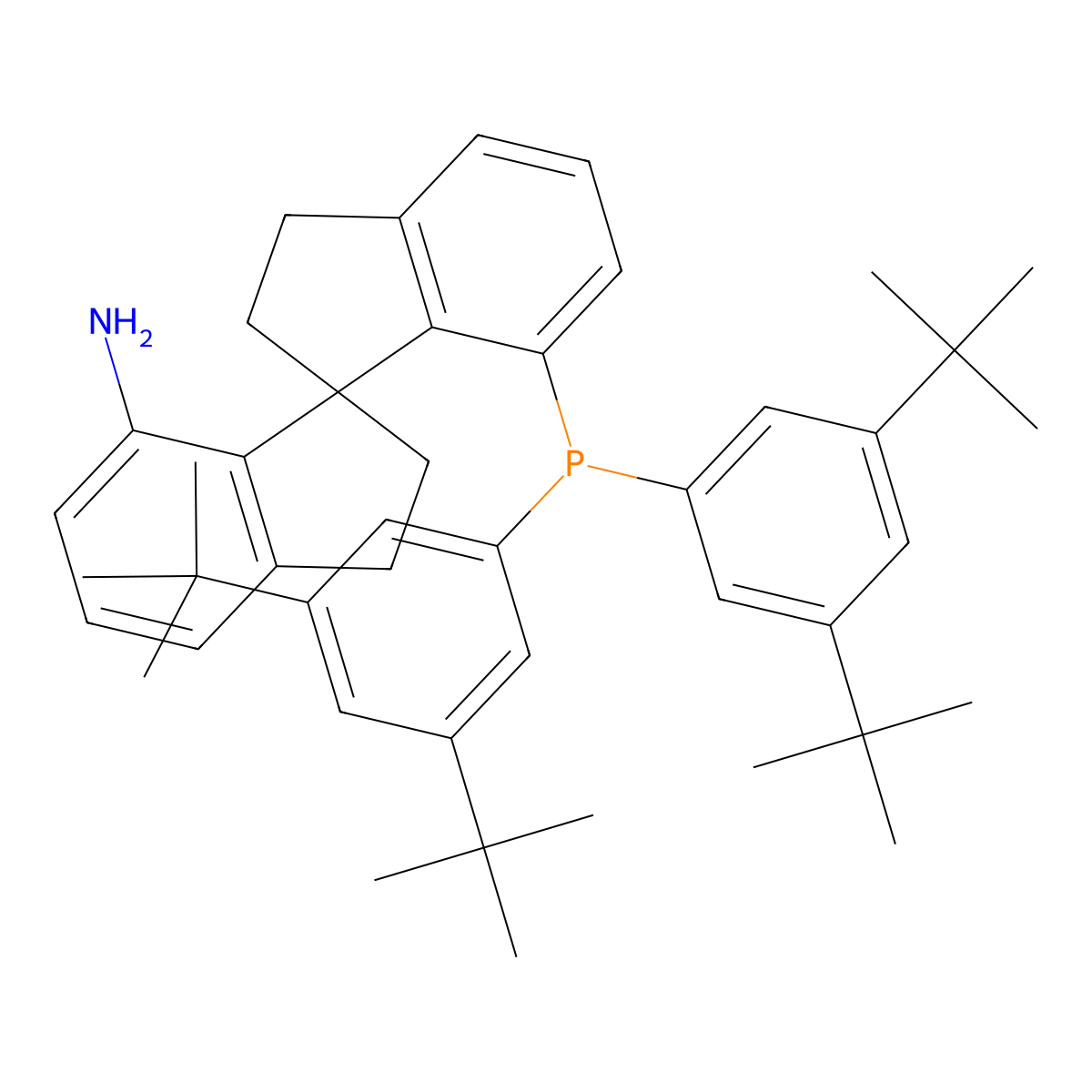 (R)-7'-(Bis(3,5-di-tert-butylphenyl)phosphanyl)-2,2',3,3'-tetrahydro-1,1'-spirobi[inden]-7-amine molecular structure, CAS 1219025-18-9