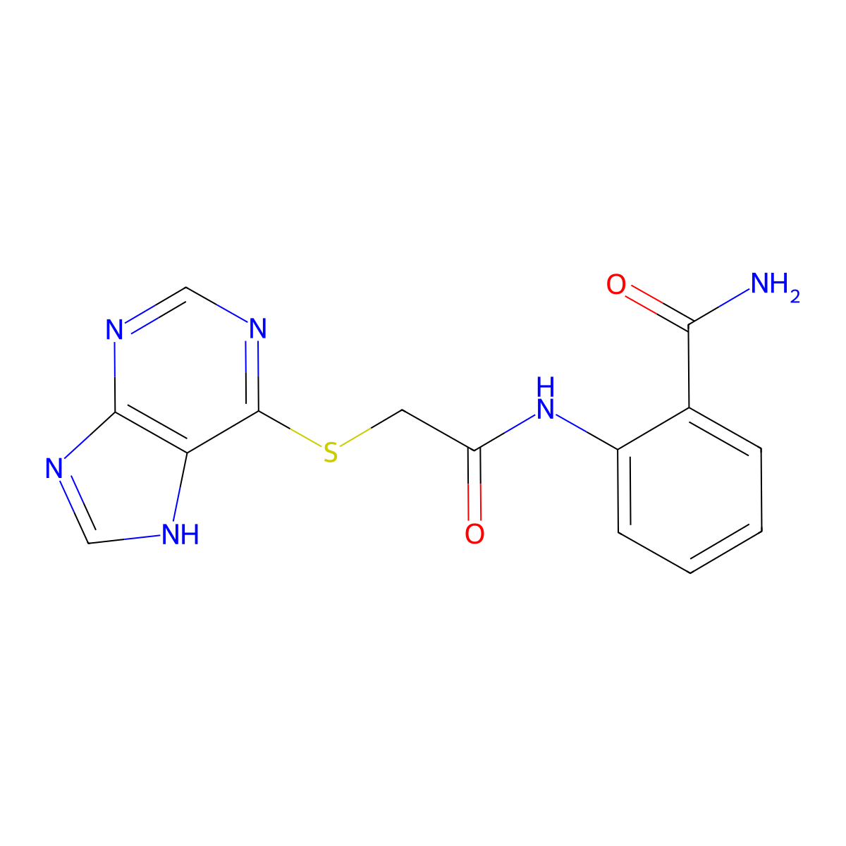 2-[2-(7H-Purin-6-ylsulfanyl)acetamido]benzamide molecular structure, CAS 1219027-35-6