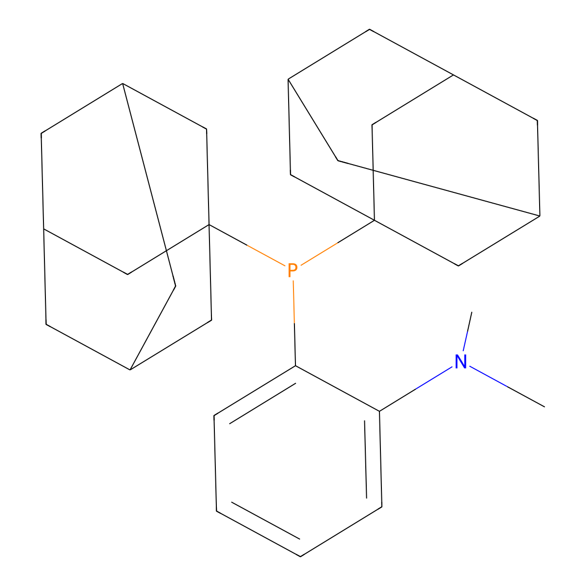 2-(Di(adamantan-1-yl)phosphino)-N,N-dimethylaniline , Me-DalPhos molecular structure, CAS 1219080-77-9