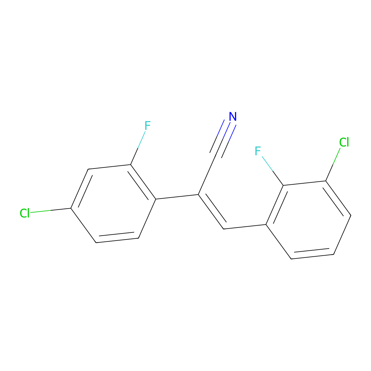 (Z)-3-(3-Chloro-2-fluoro-phenyl)-2-(4-chloro-2-fluoro-phenyl)-acrylonitrile molecular structure, CAS 1219086-87-9