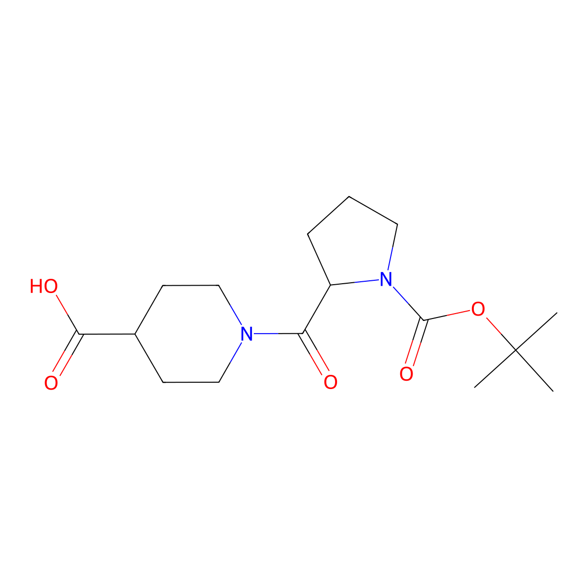 (S)-1-(1-(tert-Butoxycarbonyl)pyrrolidine-2-carbonyl)piperidine-4-carboxylic acid molecular structure, CAS 1219093-52-3