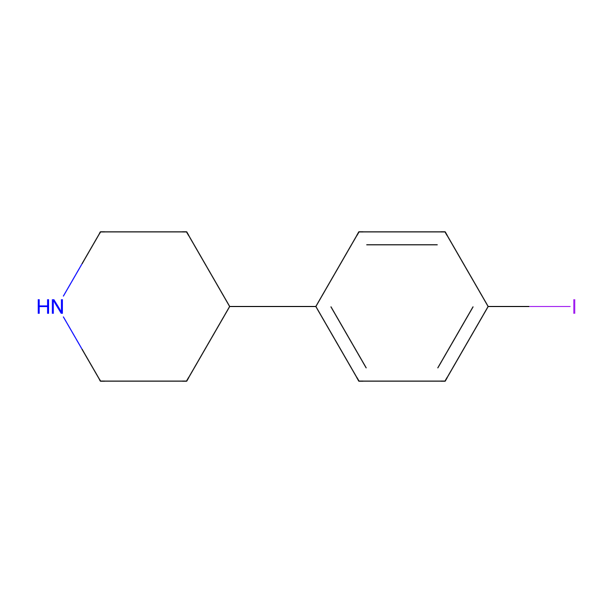 4-(4-Iodophenyl)piperidine molecular structure, CAS 1219094-25-3