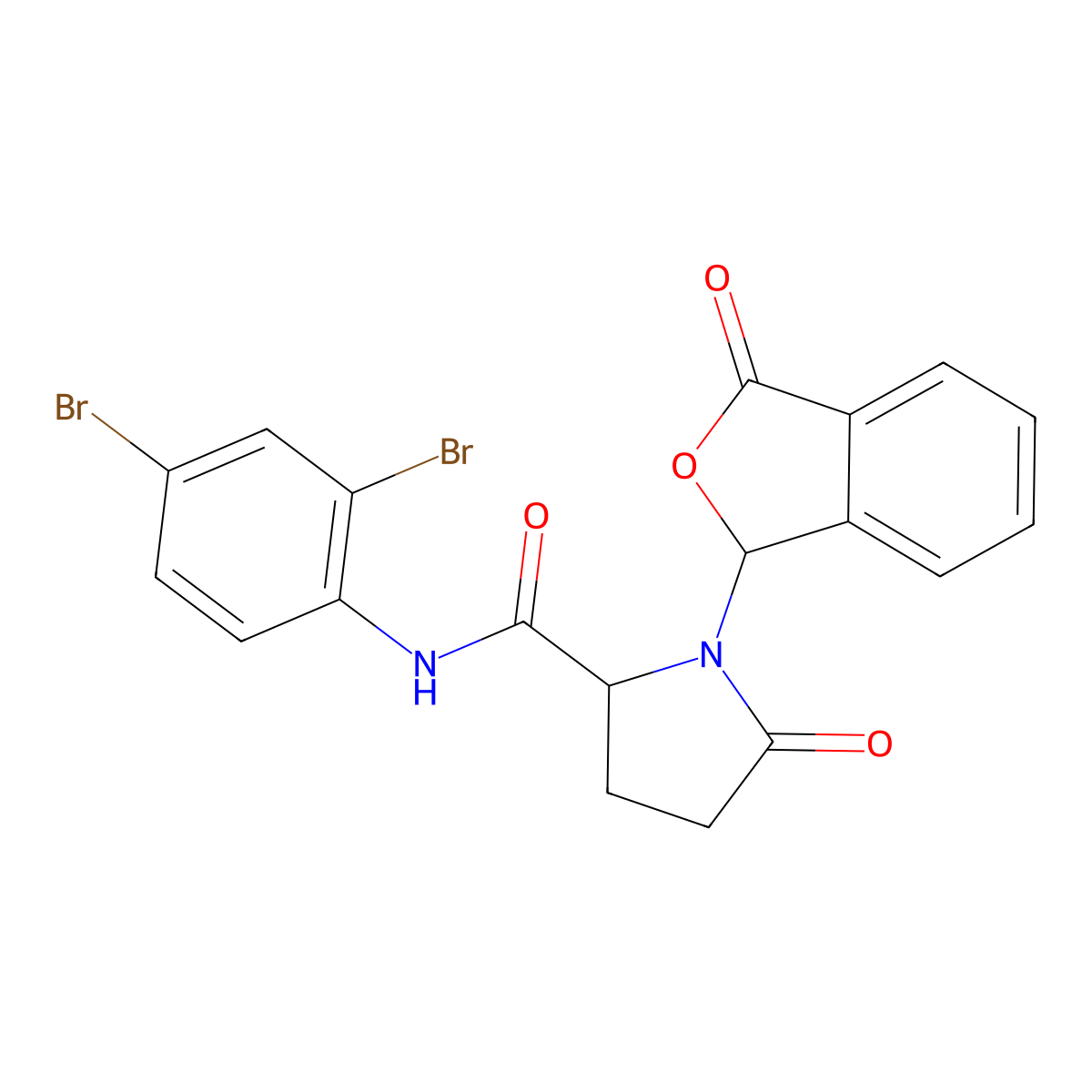 N-(2,4-Dibromophenyl)-1-(1,3-dihydro-3-oxo-1-isobenzofuranyl)-5-oxo-2-pyrrolidinecarboxamide molecular structure, CAS 1219095-96-1