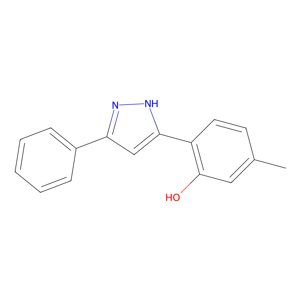 5-Methyl-2-(5-phenyl-1H-pyrazol-3-yl)phenol molecular structure, CAS 121911-71-5