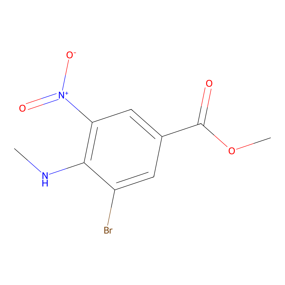 Methyl 3-bromo-4-(methylamino)-5-nitrobenzoate molecular structure, CAS 1219123-06-4