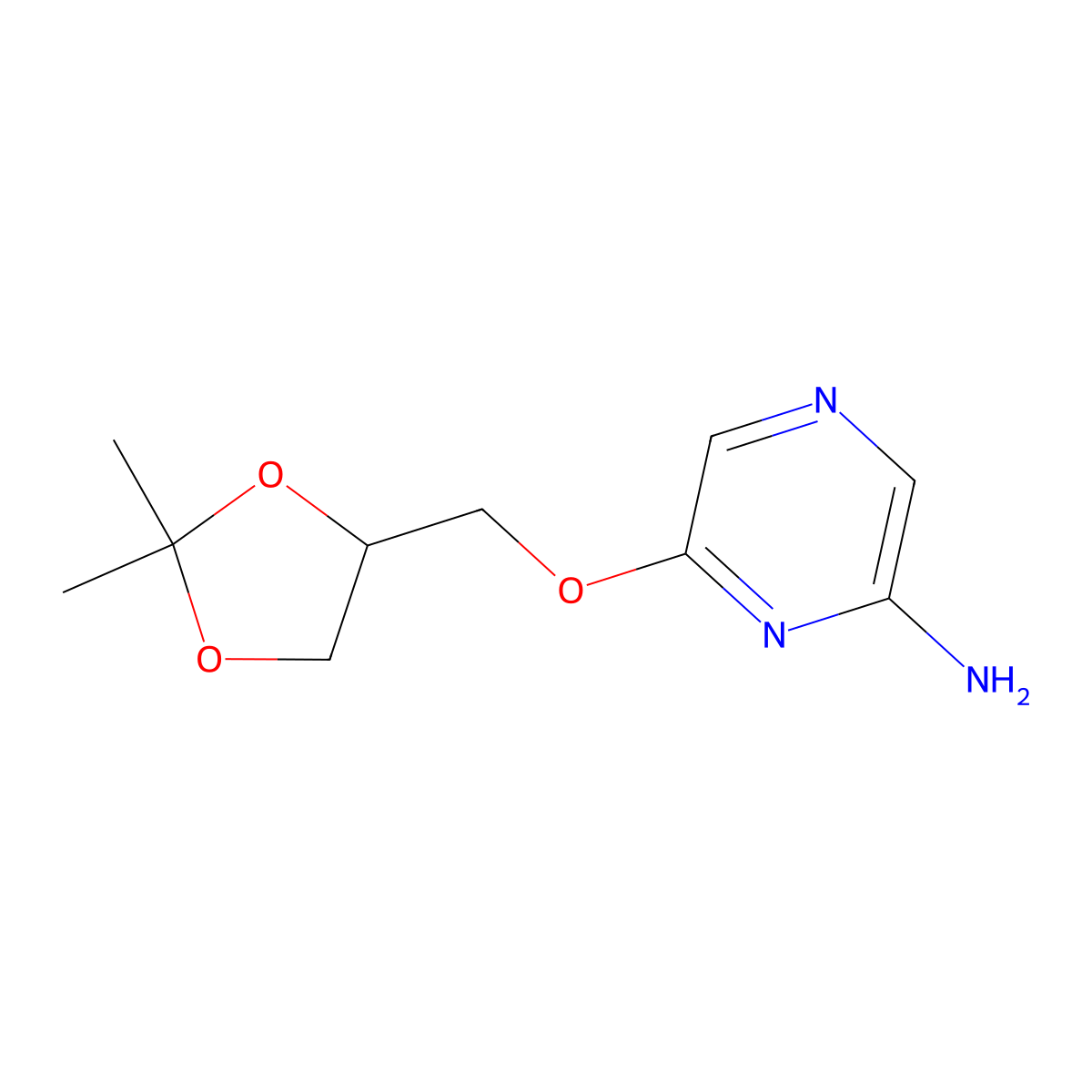 6-((2,2-Dimethyl-1,3-dioxolan-4-yl)methoxy)pyrazin-2-amine molecular structure, CAS 1219130-25-2