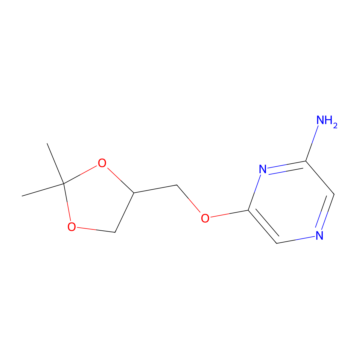 6-((2,2-Dimethyl-1,3-dioxolan-4-yl)methoxy)pyrazin-2-amine molecular structure, CAS 1219130-25-2