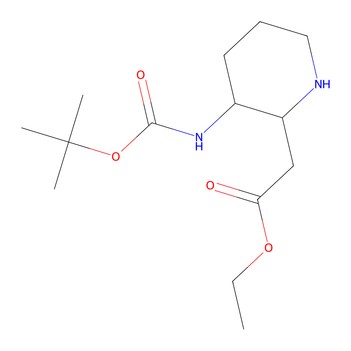 Ethyl (R)-(3-N-Boc-amino-piperidin-2-yl)-acetate molecular structure, CAS 1219132-56-5