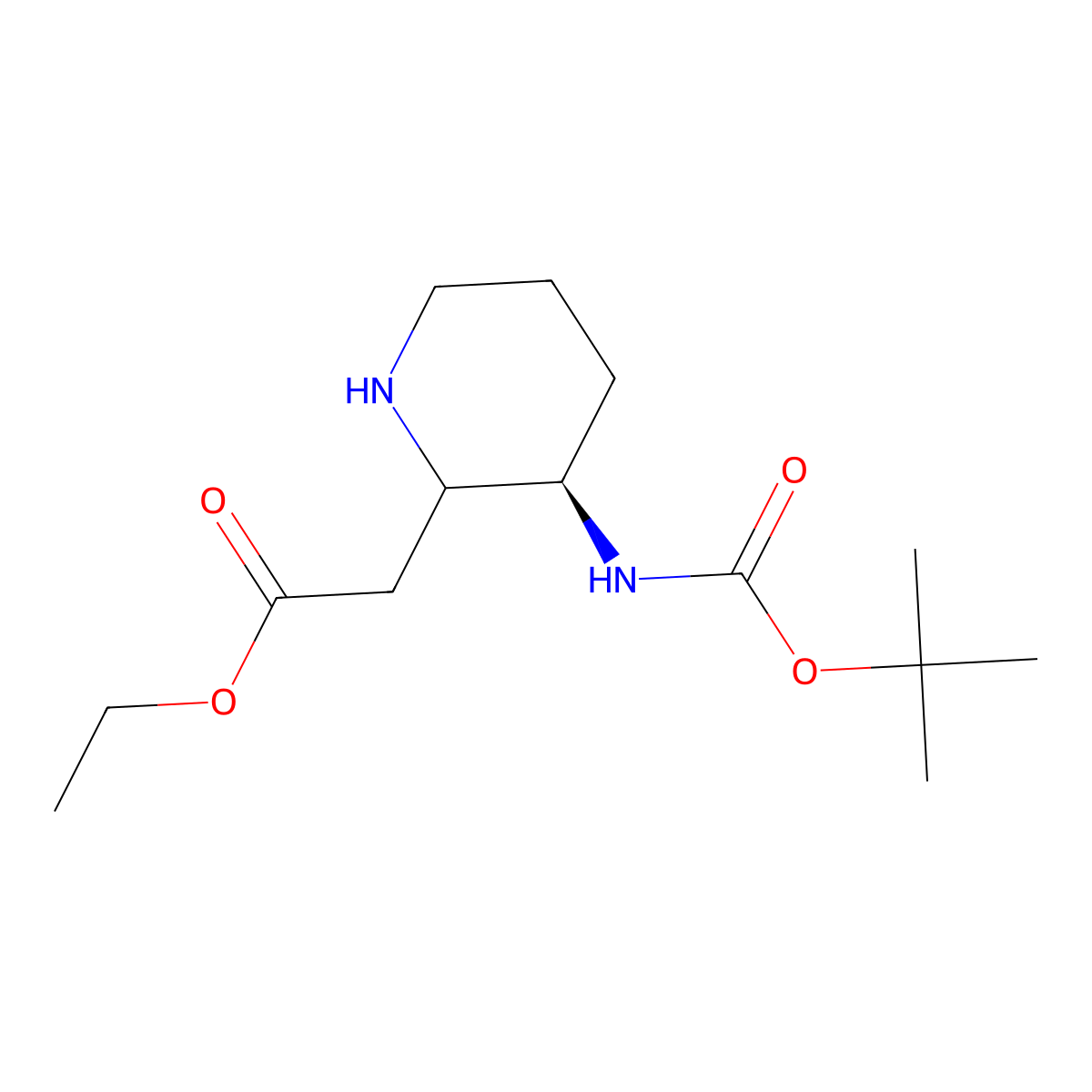 Ethyl (R)-(3-N-Boc-amino-piperidin-2-yl)-acetate molecular structure, CAS 1219132-56-5