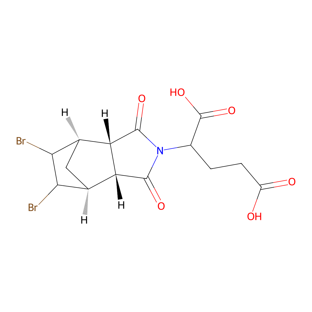 2-[(3aR,4R,7S,7aS)-5,6-dibromo-1,3-dioxooctahydro-2H-4,7-methanoisoindol-2-yl]pentanedioic acid molecular structure, CAS 1219132-57-6