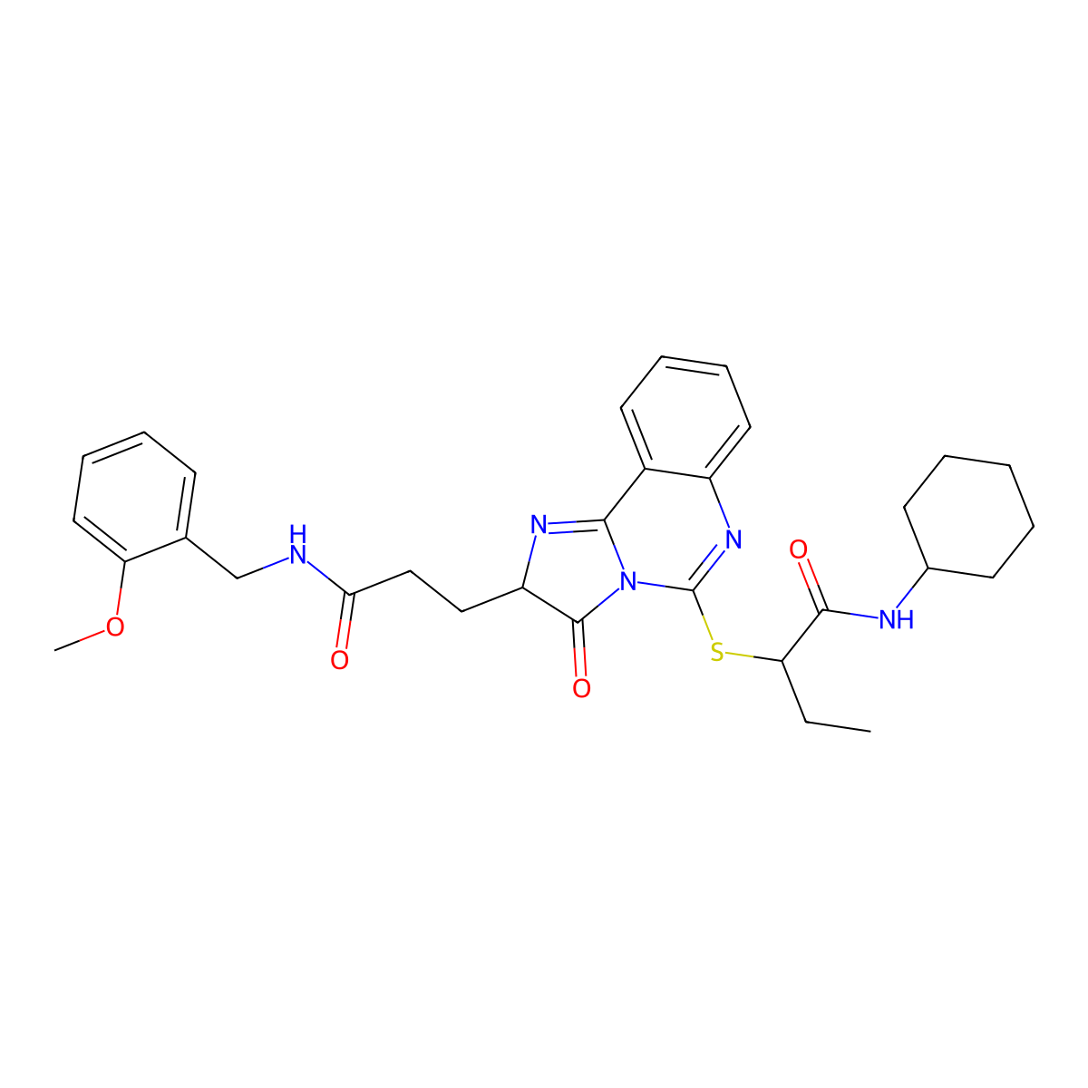 N-cyclohexyl-2-{[2-(2-{[(2-methoxyphenyl)methyl]carbamoyl}ethyl)-3-oxo-2H,3H-imidazo[1,2-c]quinazolin-5-yl]sulfanyl}butanamide molecular structure, CAS 1219137-58-2