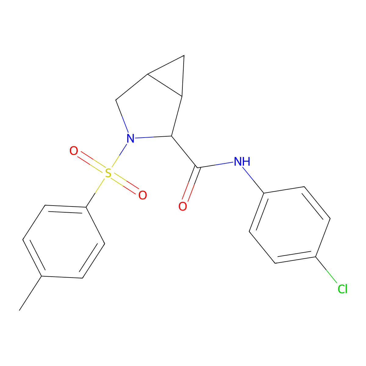 N-(4-chlorophenyl)-3-[(4-methylphenyl)sulfonyl]-3-azabicyclo[3.1.0]hexane-2-carboxamide molecular structure, CAS 1219137-99-1