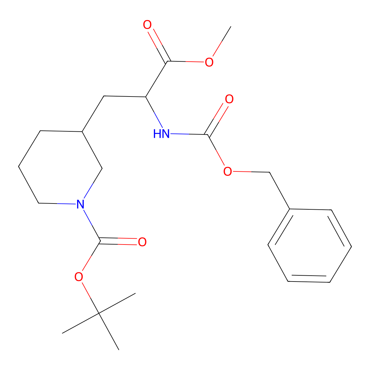 tert-Butyl 3-(2-(((benzyloxy)carbonyl)amino)-3-methoxy-3-oxopropyl)piperidine-1-carboxylate molecular structure, CAS 1219141-16-8