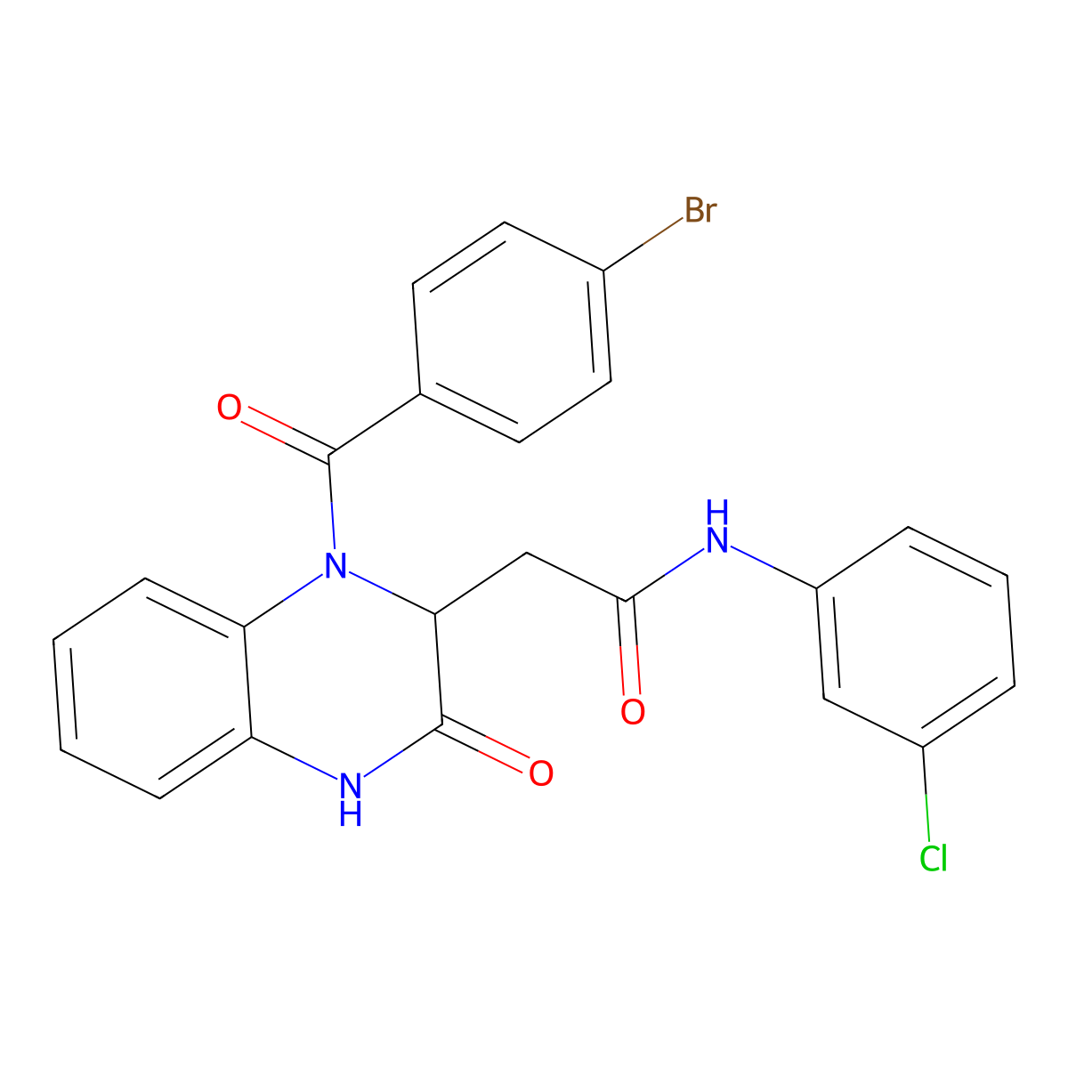 2-[1-(4-bromobenzoyl)-3-oxo-1,2,3,4-tetrahydro-2-quinoxalinyl]-N~1~-(3-chlorophenyl)acetamide molecular structure, CAS 1219143-24-4