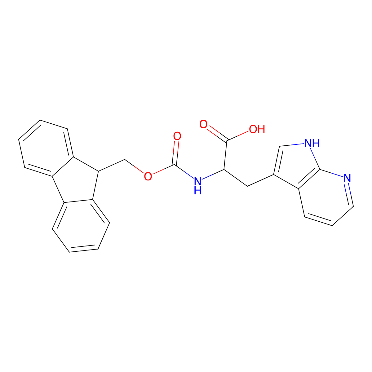 2-({[(9H-fluoren-9-yl)methoxy]carbonyl}amino)-3-{1H-pyrrolo[2,3-b]pyridin-3-yl}propanoic acid molecular structure, CAS 1219143-85-7