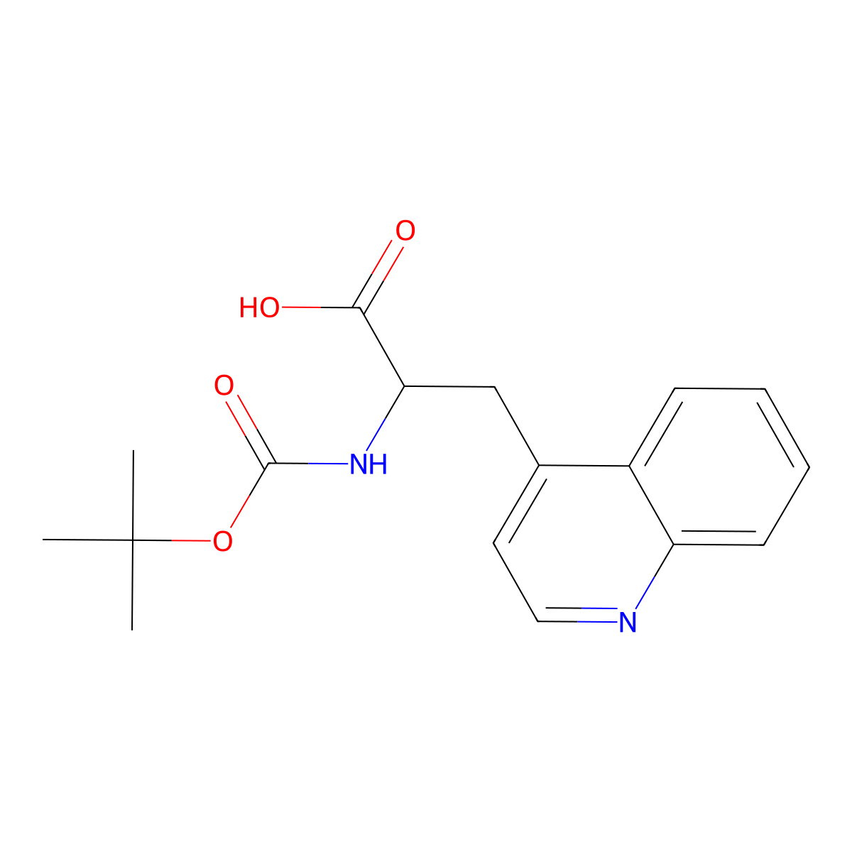 2-((tert-Butoxycarbonyl)amino)-3-(quinolin-4-yl)propanoic acid molecular structure, CAS 1219149-34-4