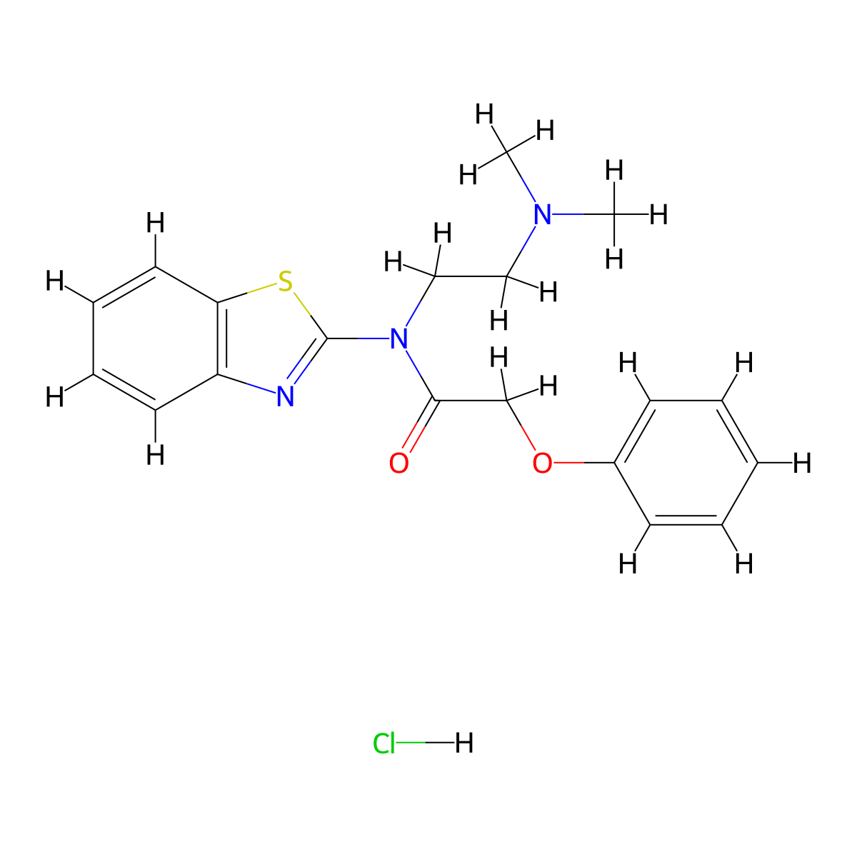 N-(benzo[d]thiazol-2-yl)-N-(2-(dimethylamino)ethyl)-2-phenoxyacetamide hydrochloride molecular structure, CAS 1219150-93-2