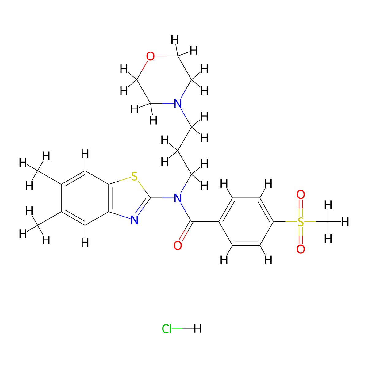 N-(5,6-dimethylbenzo[d]thiazol-2-yl)-4-(methylsulfonyl)-N-(3-morpholinopropyl)benzamide hydrochloride molecular structure, CAS 1219152-79-0