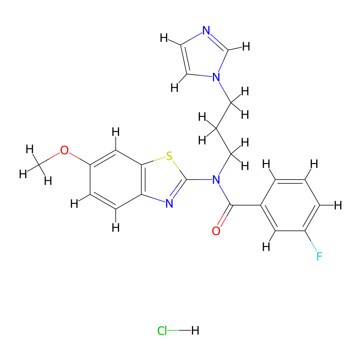 N-(3-(1H-imidazol-1-yl)propyl)-3-fluoro-N-(6-methoxybenzo[d]thiazol-2-yl)benzamide hydrochloride molecular structure, CAS 1219154-48-9