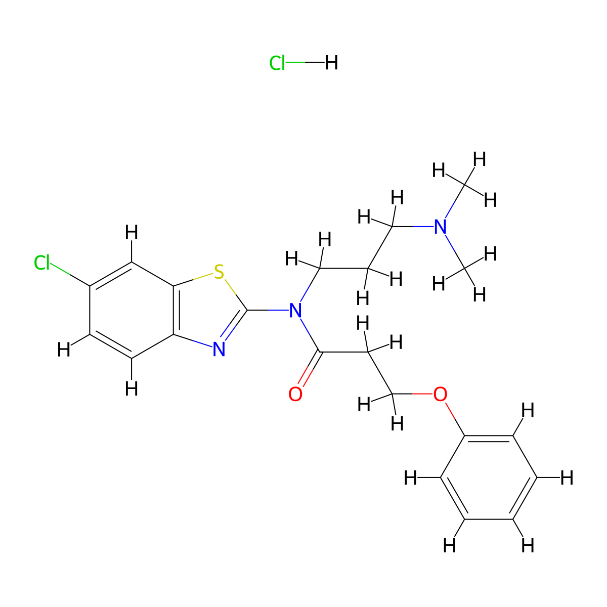 N-(6-chlorobenzo[d]thiazol-2-yl)-N-(3-(dimethylamino)propyl)-3-phenoxypropanamide hydrochloride molecular structure, CAS 1219154-51-4