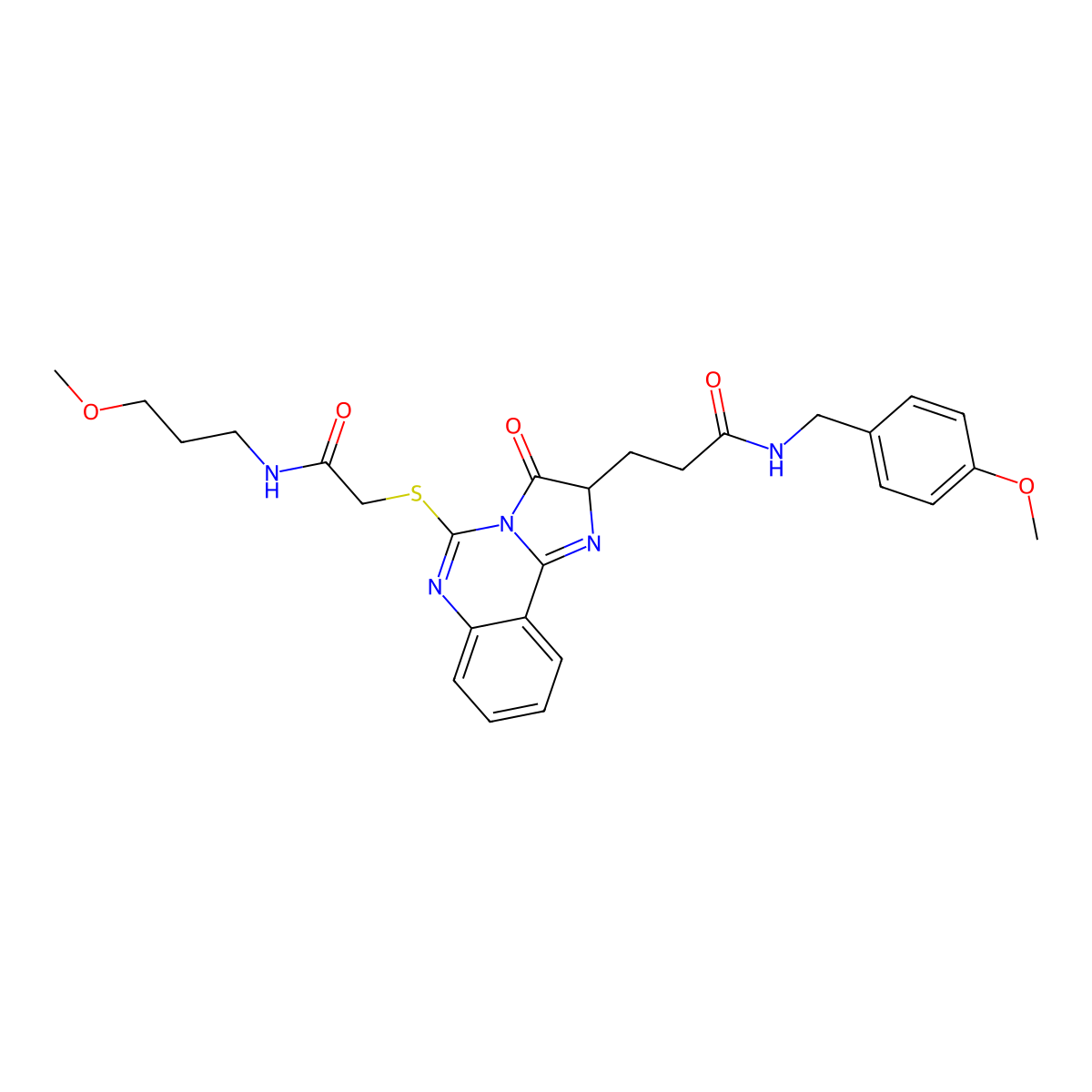 N-[(4-methoxyphenyl)methyl]-3-[5-({[(3-methoxypropyl)carbamoyl]methyl}sulfanyl)-3-oxo-2H,3H-imidazo[1,2-c]quinazolin-2-yl]propanamide molecular structure, CAS 1219155-05-1