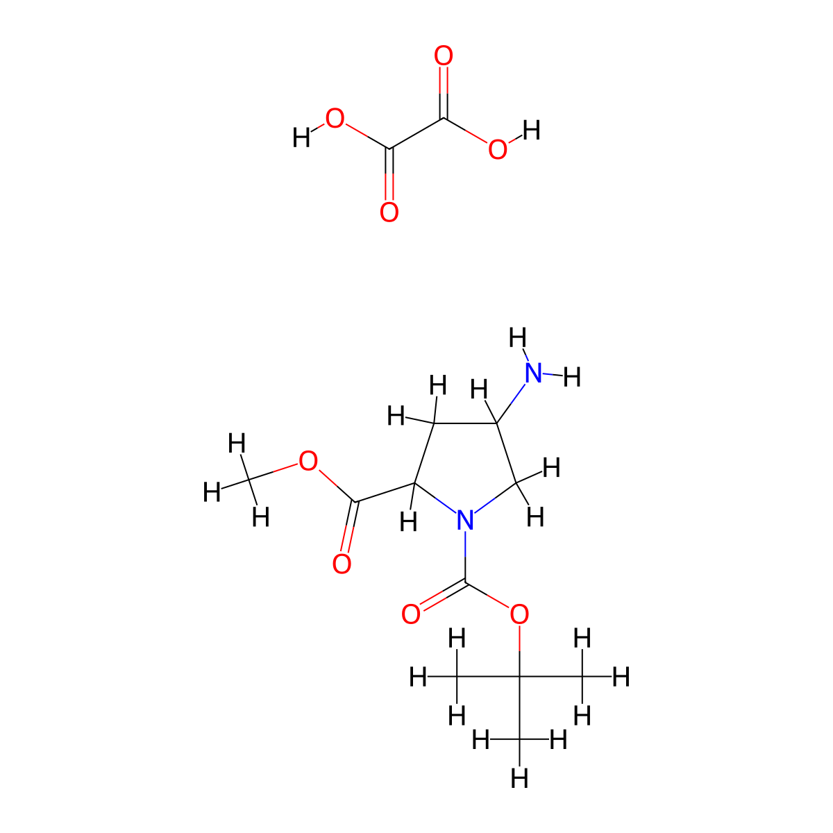 1-Tert-butyl 2-methyl 4-aminopyrrolidine-1,2-dicarboxylate; oxalic acid molecular structure, CAS 1219158-47-0