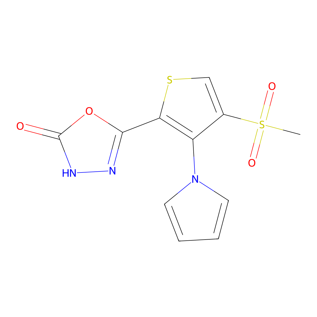 5-[4-(Methylsulfonyl)-3-(1H-pyrrol-1-yl)-2-thienyl]-1,3,4-oxadiazol-2(3H)-one molecular structure, CAS 1219158-48-1