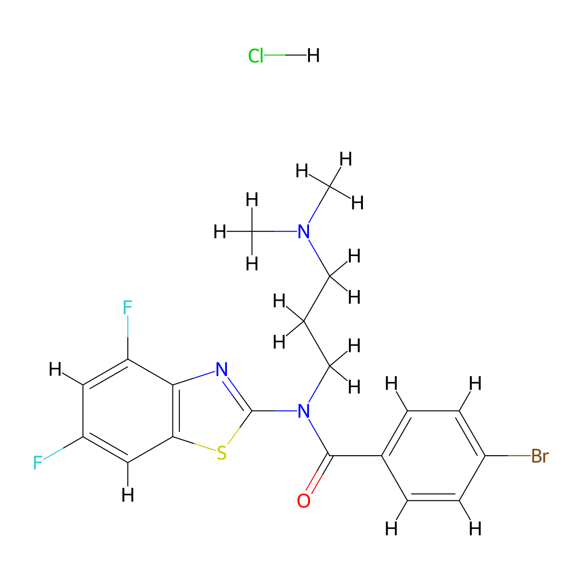 4-bromo-N-(4,6-difluorobenzo[d]thiazol-2-yl)-N-(3-(dimethylamino)propyl)benzamide hydrochloride molecular structure, CAS 1219158-98-1